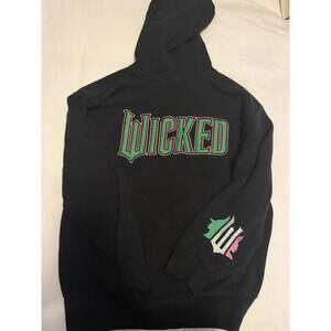 Wicked Movie Black Embroidered Full Zip Hoodie Sweatshirt Women's Medium